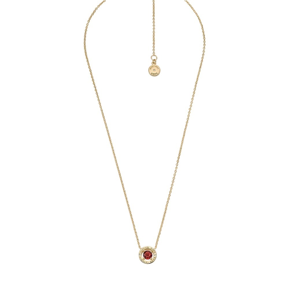 Michael Kors Gold Tone Red Stone Halo Pendant Necklace MKJC0100B710 - Picture 3 of 7